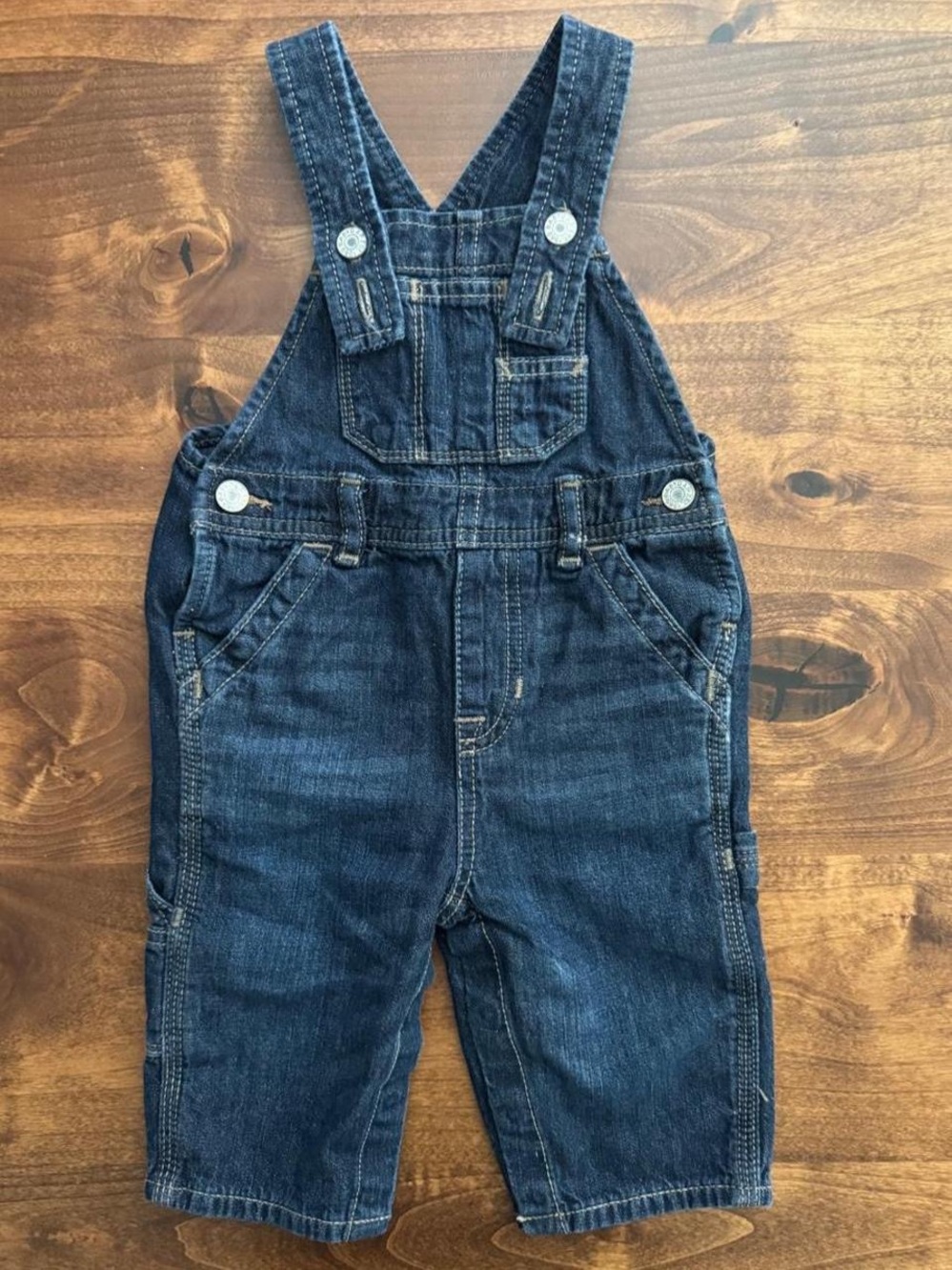 NWOT Gap Baby Dark Wash Denim Jean Overalls 6-12 Months